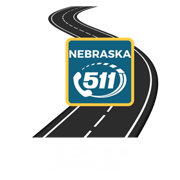 Nebraska 511 logo on a highway graphic with 'Current Road Conditions' text, linking to real-time travel updates.
