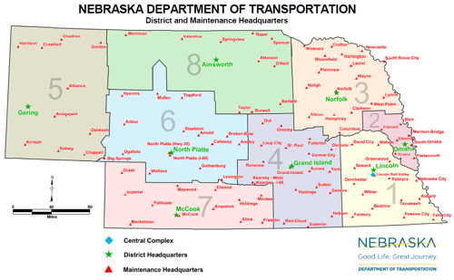NDOT operations are managed through eight field districts